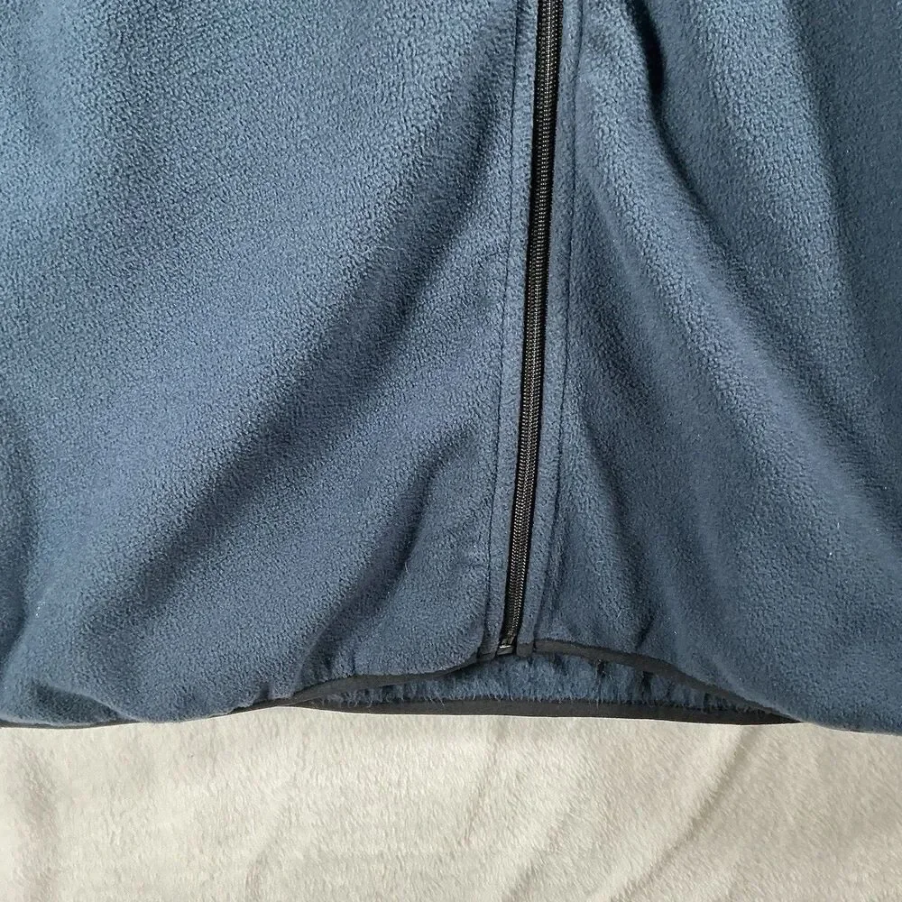 Timberland Jacket Mens XL Blue Full Zip Fleece Outdoor Hiking Chest Pocket Logo